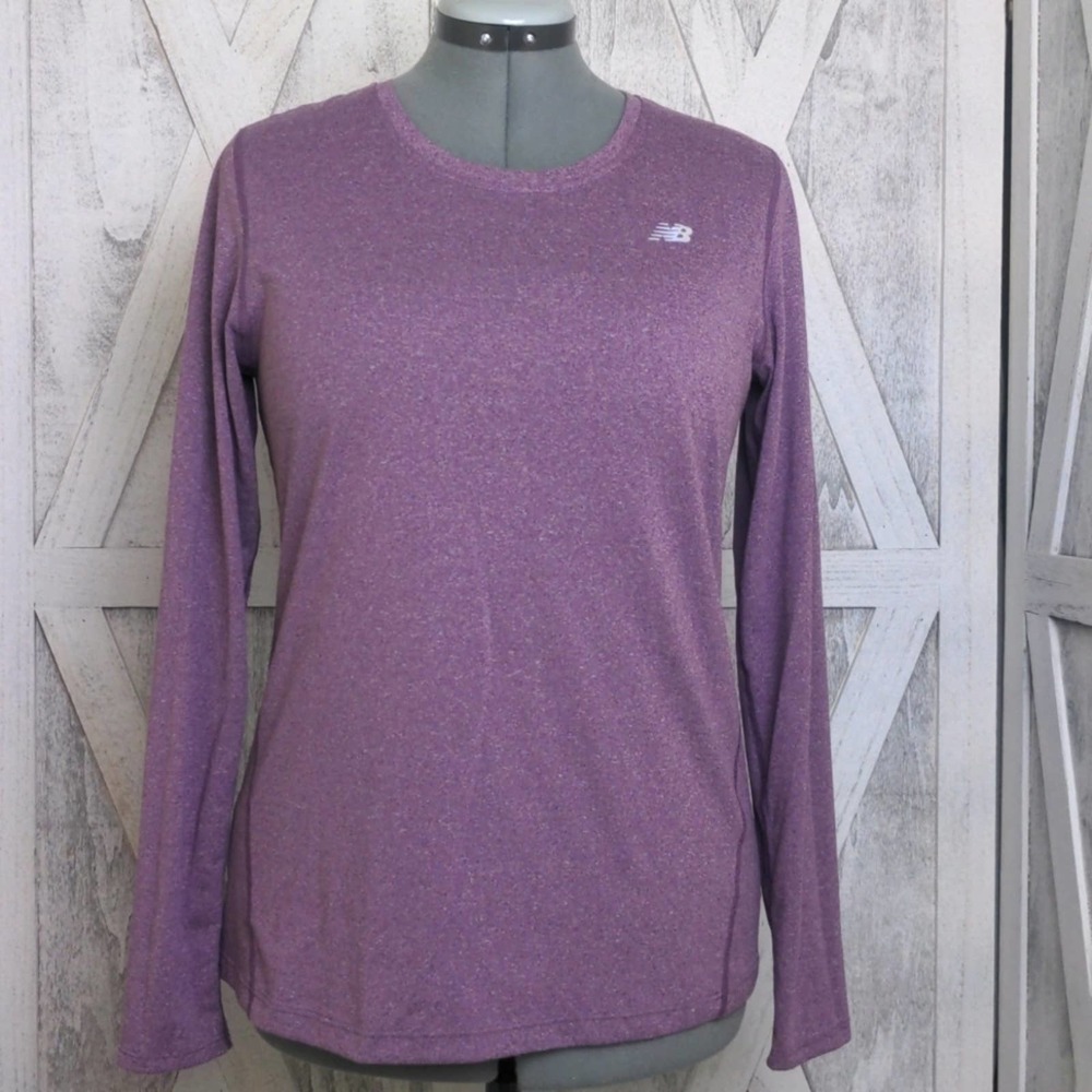 New Balance Lighting Dry Purple Heathered Long Sleeve Top Large